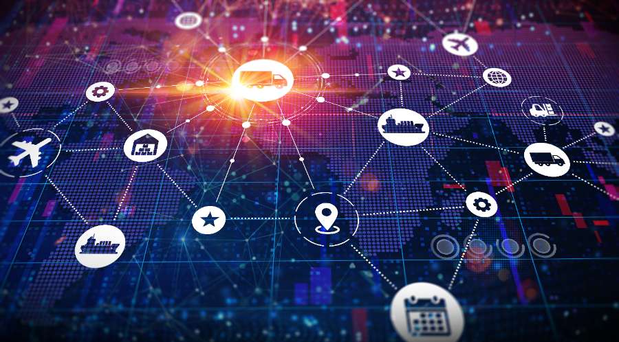 Digital grid with a variety of industry icons